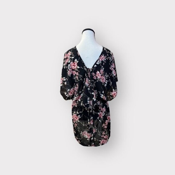 NWOT Women’s Torrid Black Floral Babydoll Georgette Surplice Top 2 2X 2XL XXL - Picture 10 of 11